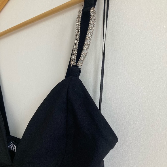 [ ₹1200 ] Zara Rhinestone Straps Black Dress - Picture 4 of 5